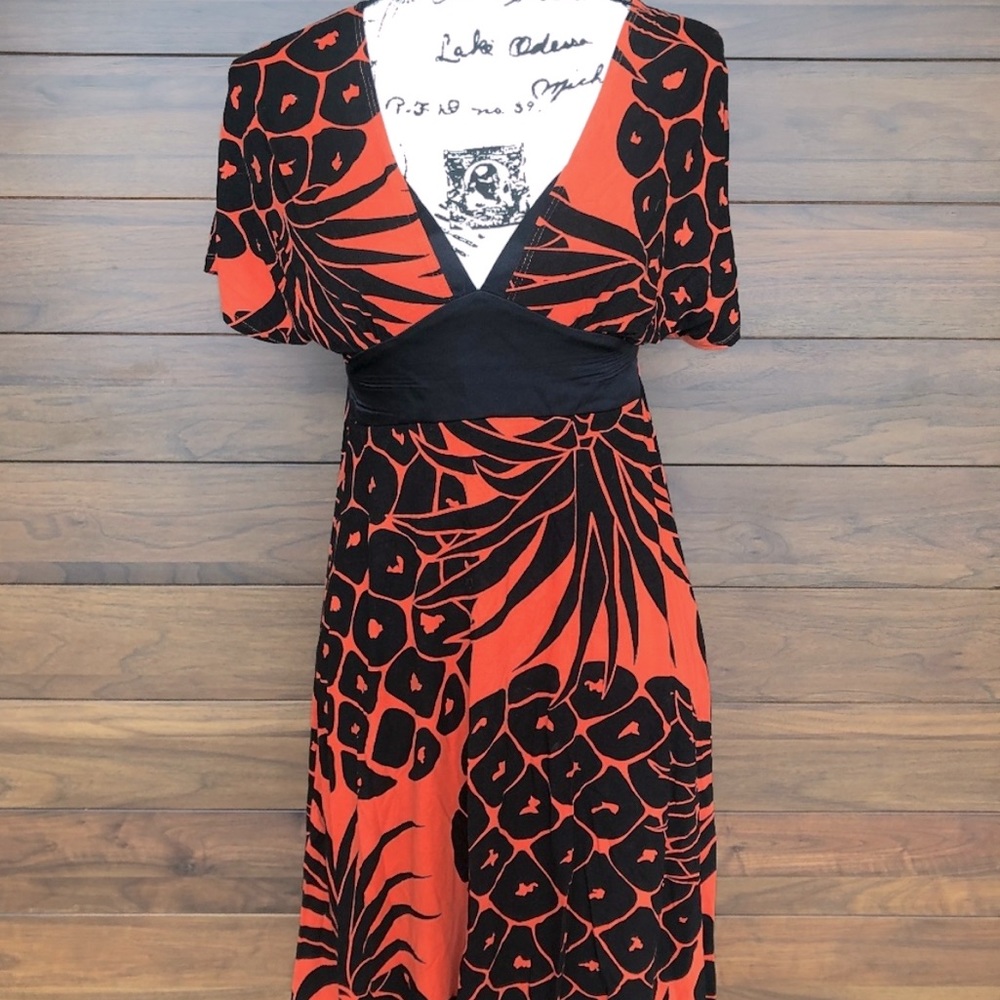 🍍Tufi Duek V-neck Short Sleeve Tie Back pineapple dress